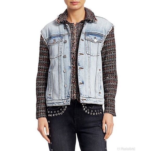 Current/Elliott The Charmer Tweed & Denim Jacket - Picture 3 of 15